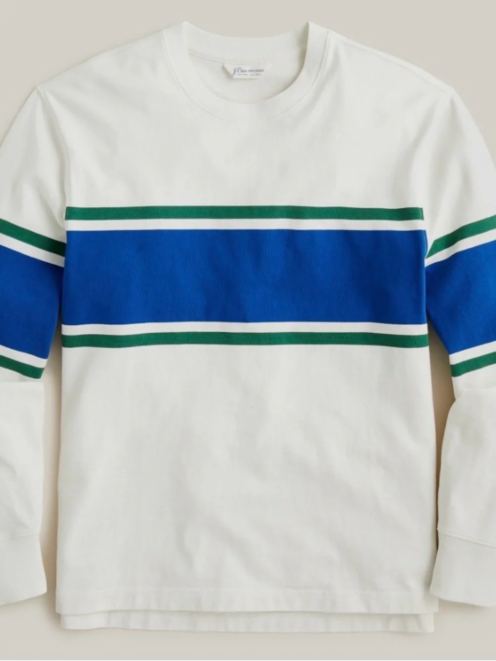 J. Crew Cream Crewneck Sweater with Blue Stripes
